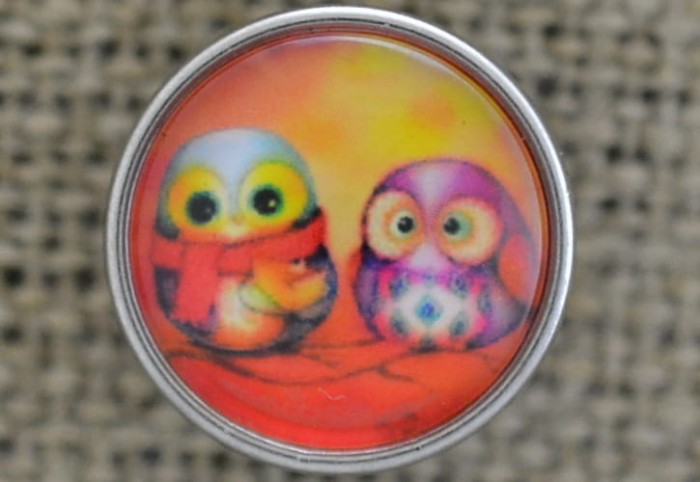 31857 Nap z kaboszonem z obrazkiem jesienne sowy 18mm