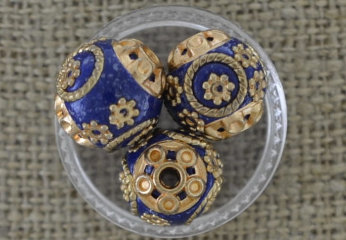 Koralik ozdobny indyjski 15mm granatowy