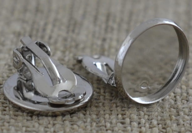 [40429] Baza kolczyka klipsa srebrna kaboszon 14mm