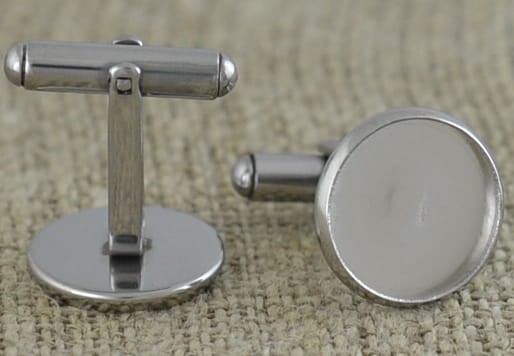 [31729] Bazy spinek do mankietów srebrne kaboszon 14mm