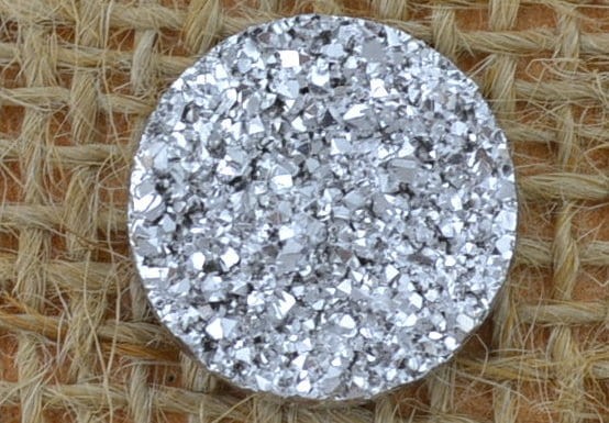 Kaboszon brokatowy druzy srebrny 18mm
