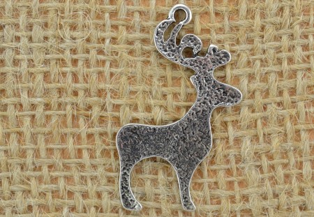 [ś07460] Zawieszka mała renifer płaski kolor srebrny
