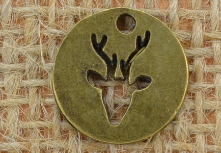 [ś07467] Zawieszka mała moneta z wyciętym reniferem brązowa 2szt