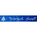 [8z25109 ] Wstążka satynowa "Wesołych Świąt!" granatowa 25mm 22mb