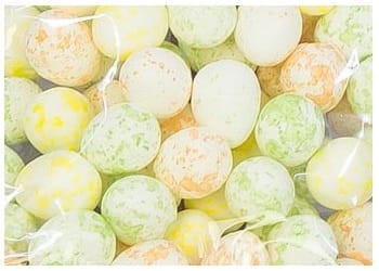 [w11502] Jajka 1,5x1,9cm białe żółte zielone plamki 100szt