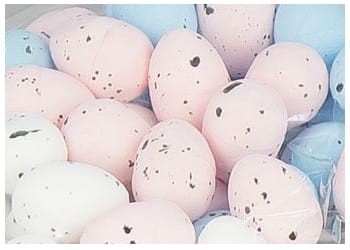 [w11814] Jajka nakrapiane 18x25mm białe różowe niebieskie 50szt