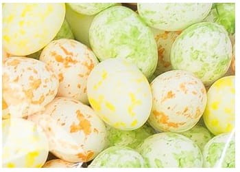 [w11803] Jajka 18x25mm białe w żółte zielone pom. plamki 50szt