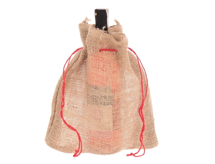 [74147] Worek jutowy z czerwonym sznurkiem 30x26cm