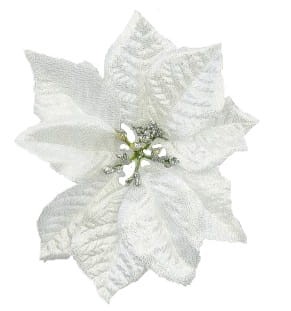 Poinsecja główka 15cm biała metalik