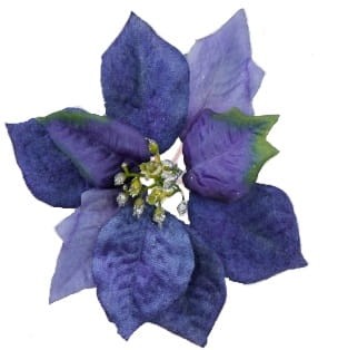 Poinsecja główka 15cm niebieska zamsz