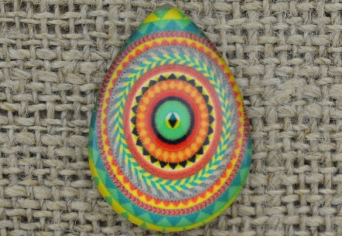 046370 Kaboszon szklany kropla z obrazkiem 25*18mm