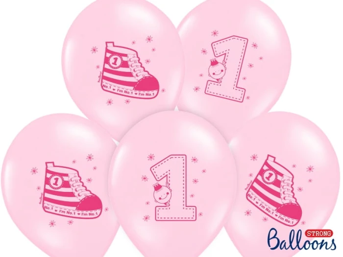 Balony z nadrukiem trampek różowe 5szt