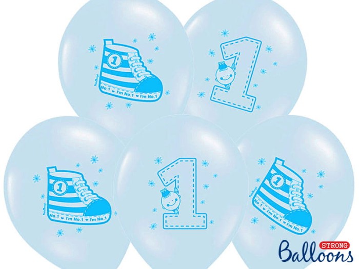 Balony z nadrukiem trampek błękitne 5szt