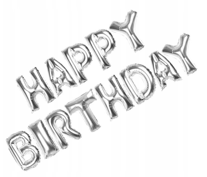 Balony foliowe HAPPY BIRTHDAY srebrne