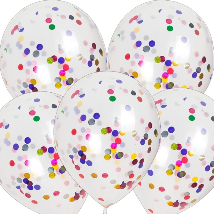 Balony krystaliczne z konfetti kolorowe 5szt
