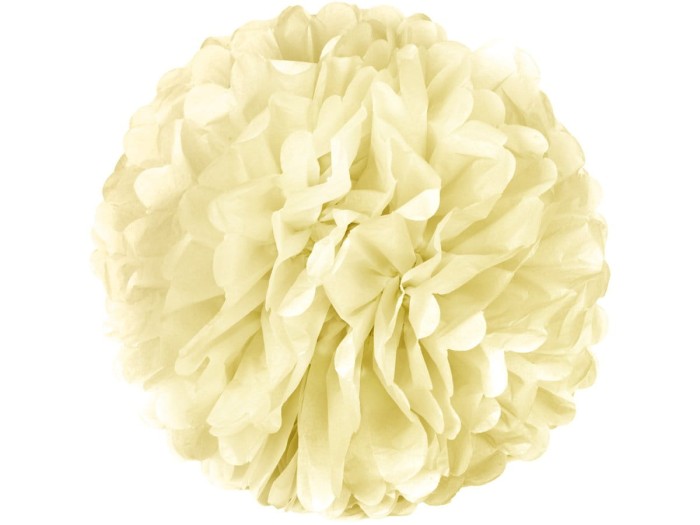 Pompon papierowy 25cm kremowy