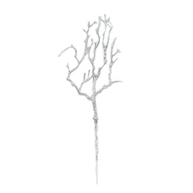 Gałązka brokatowa rózga 25cm srebrna