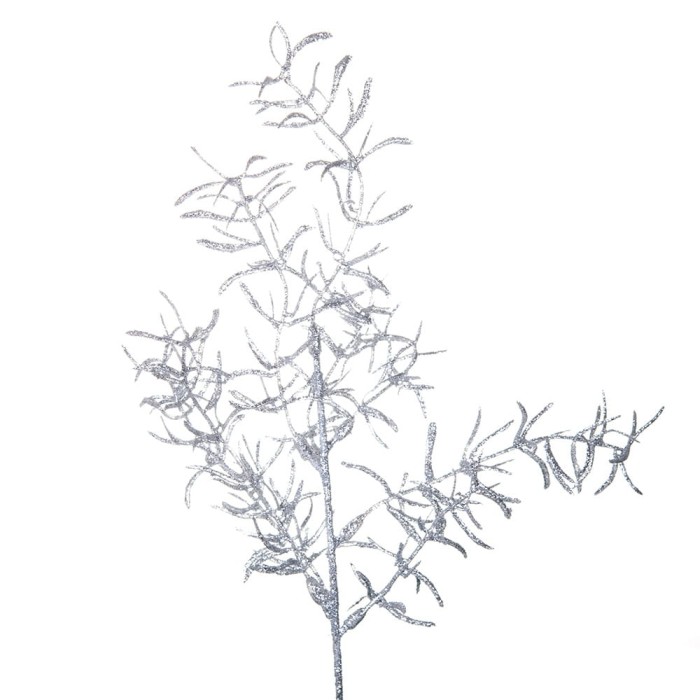 Gałązka brokatowa asparagus srebrna