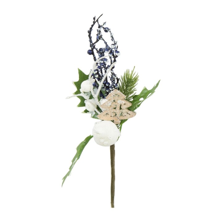 Gałązka ozdobna z fioletowymi jagódkami i choinką