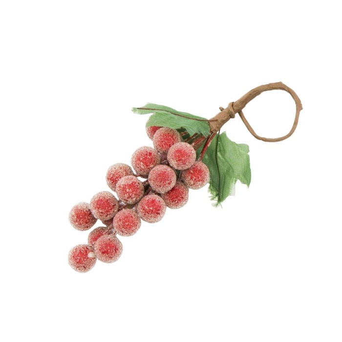 Gałązka ozdobna czerwone kuleczki lodowa
