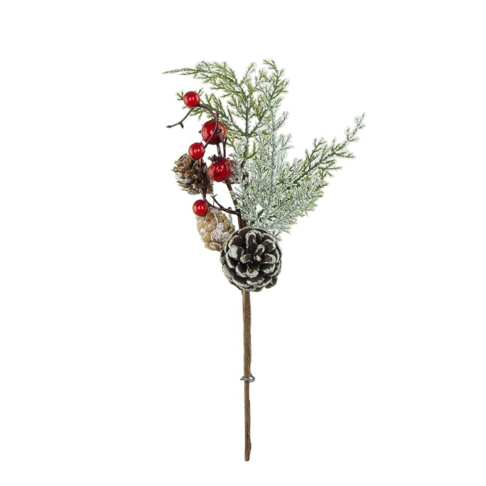 Gałązka ozdobna z trzema szyszkami i kuleczkami