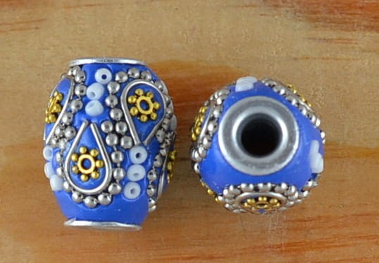{09705} Koralik indyjski modułowy 15*20mm niebieski
