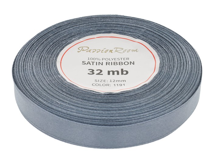 Wstążka satynowa 12mm 32mb stalowa