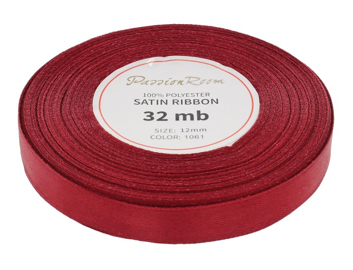 Wstążka satynowa 12mm 32mb burgundowa