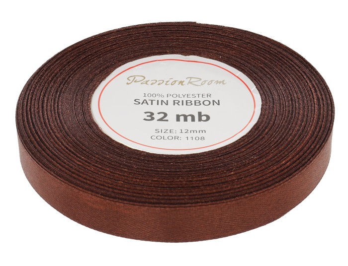 Wstążka satynowa 12mm 32mb brązowa