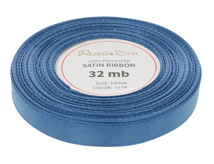 Wstążka satynowa 12mm 32mb niebieska dżinsowa
