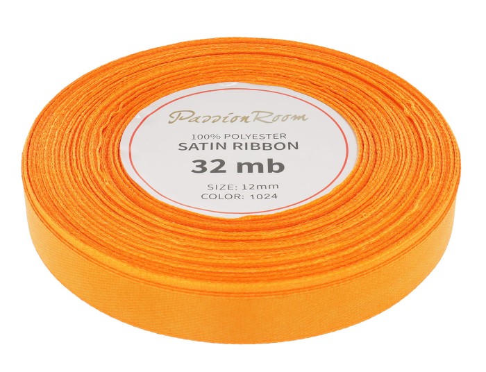 Wstążka satynowa 12mm 32mb pomarańczowa