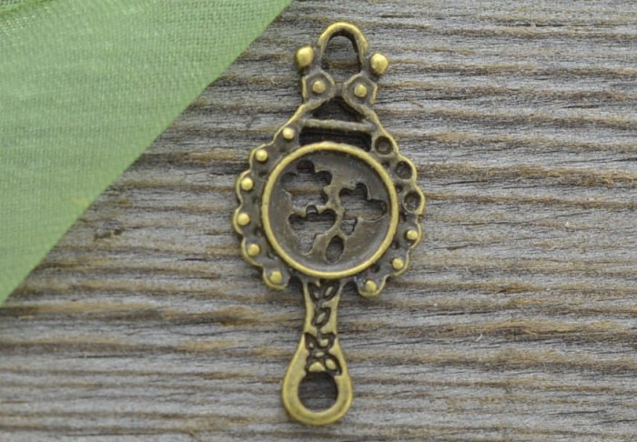 101128 Klasyczna baza medalionu łącznik w kolorze brązu na kaboszon 7mm