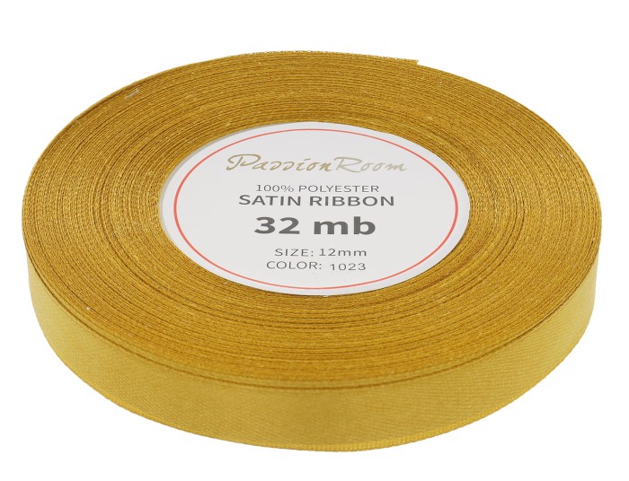 Wstążka satynowa 12mm 32mb złota
