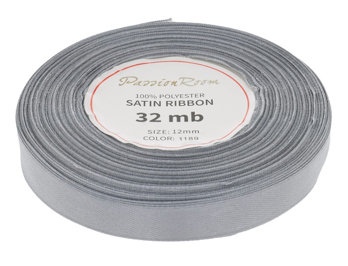 Wstążka satynowa 12mm 32mb szara