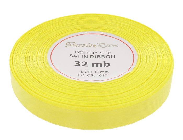 Wstążka satynowa 12mm 32mb cytrynowa