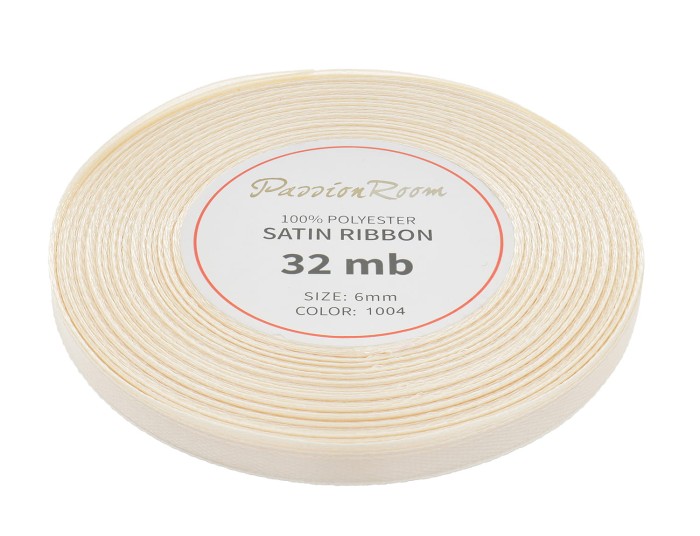 Wstążka satynowa 6mm 32mb ciemnokremowa