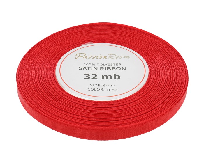 Wstążka satynowa 6mm 32mb czerwona