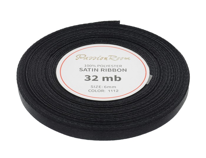 [86008] Wstążka satynowa 6mm 32mb czarna