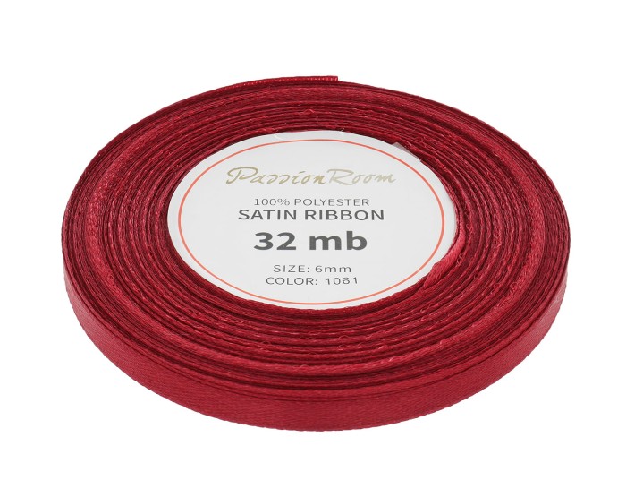 Wstążka satynowa 6mm 32mb burgundowa