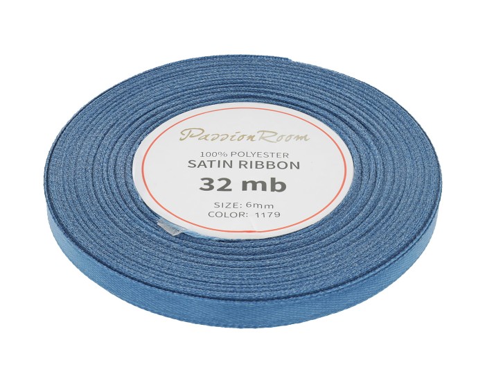 Wstążka satynowa 6mm 32mb niebieski dżinsowy