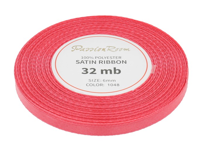 Wstążka satynowa 6mm 32mb koralowa