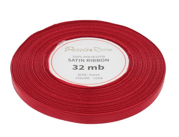 Wstążka satynowa 6mm 32mb bordowa