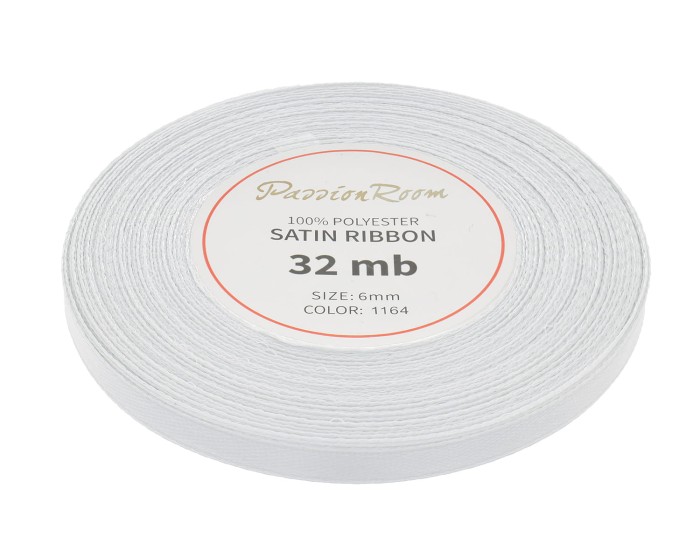 Wstążka satynowa 6mm 32mb srebrna