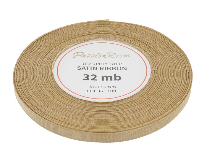 Wstążka satynowa 6mm 32mb bladozłota