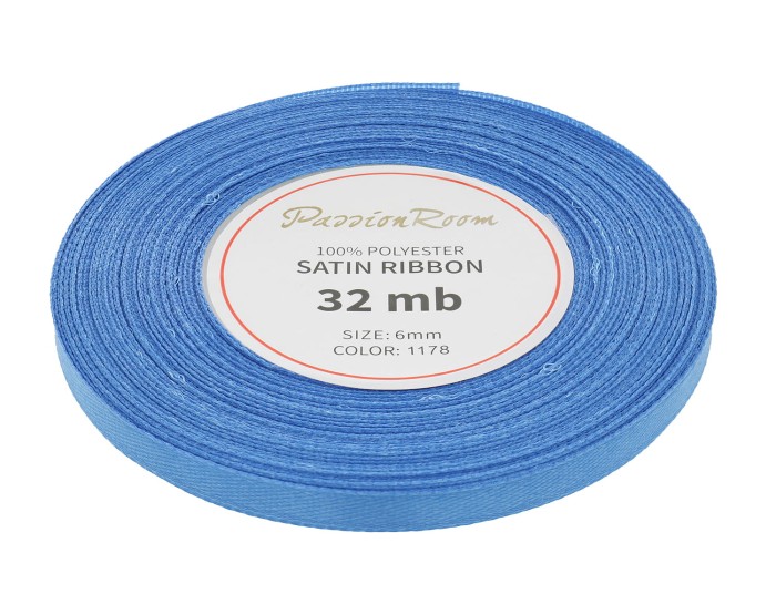 Wstążka satynowa 6mm 32mb niebieska