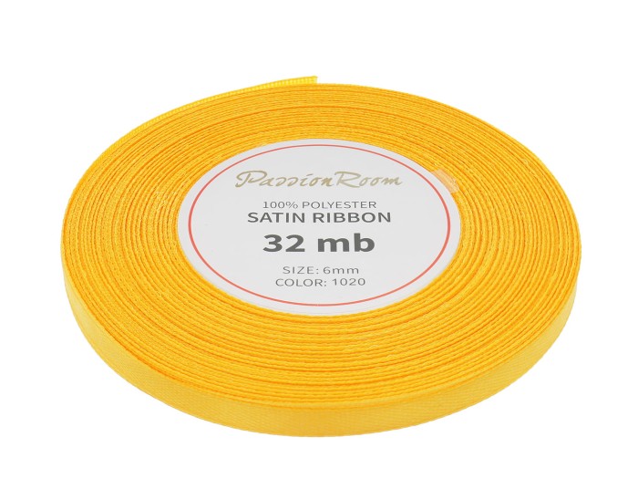 Wstążka satynowa 6mm 32mb ciemnożółta