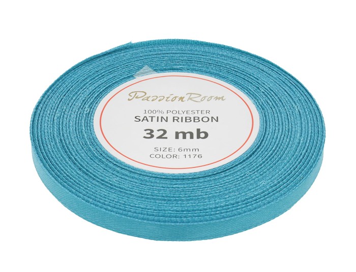 Wstążka satynowa 6mm 32mb turkusowa
