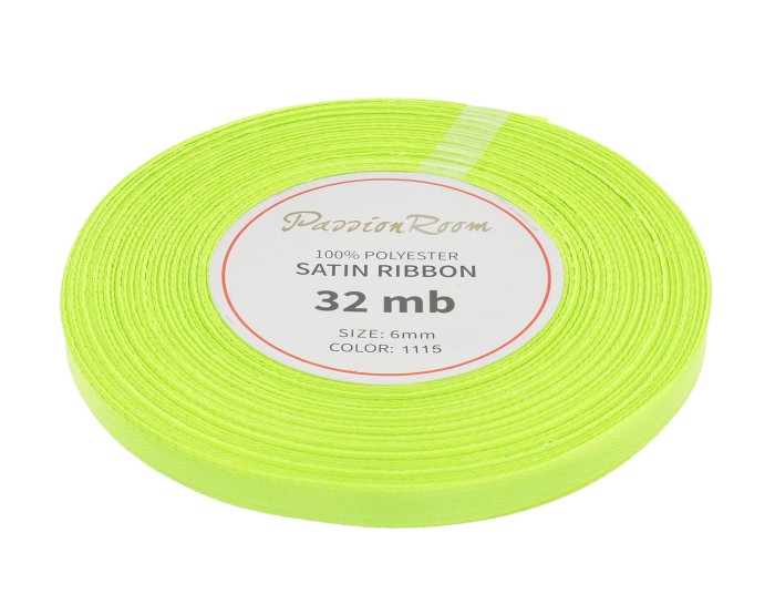 Wstążka satynowa 6mm 32mb limonkowa