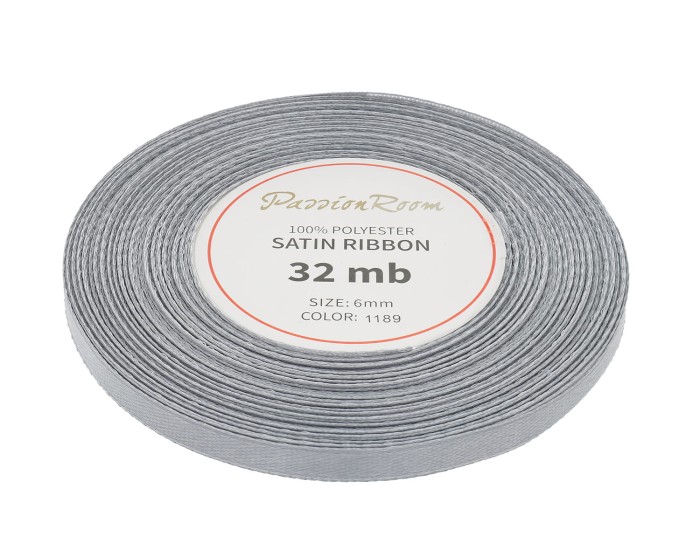 Wstążka satynowa 6mm 32mb szara