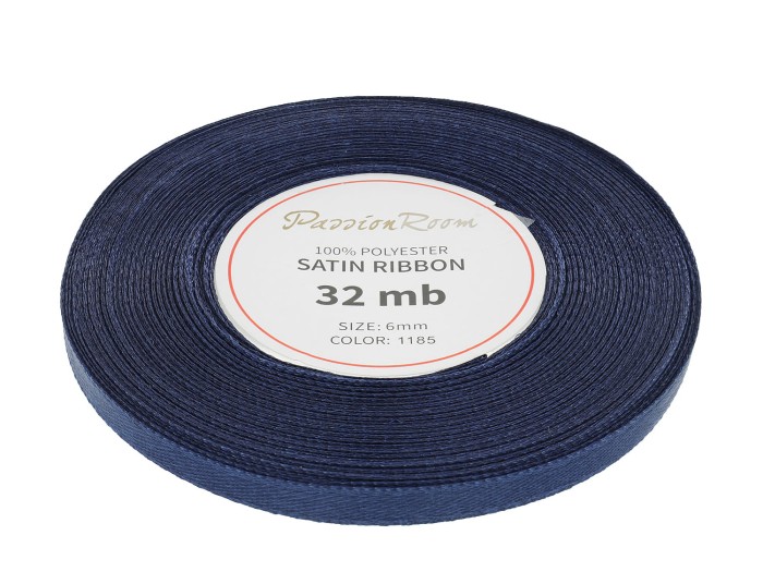 Wstążka satynowa 6mm 32mb ciemnogranatowa